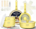 21 Pcs pots and Pans Set, Ceramic Nonstick Cookware Set Detachable