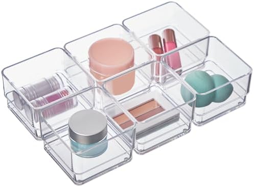 STORi SimpleSort 6-Piece Stackable Clear Drawer Organizer Set | 3" x