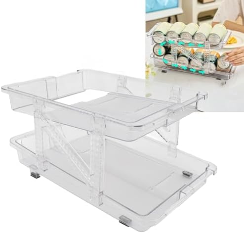 HERCHR Stack Can Dispensers, Rolling Soda Can Organizer 2 Layer Clear