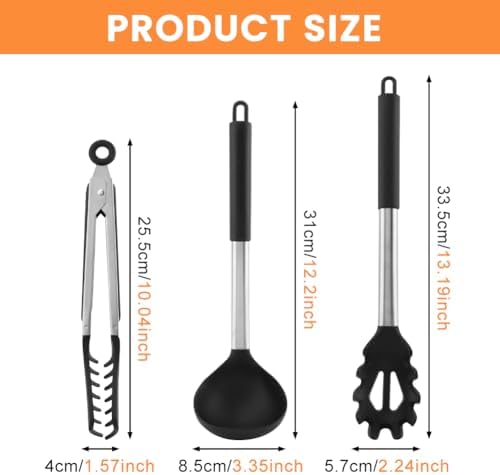 Spaghetti Spoon, Pasta Fork and Tongs, 3-Piece Set