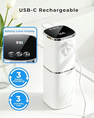 Automatic Foaming Soap Dispenser 2 Pack, Rechargeable, 9 Levels
