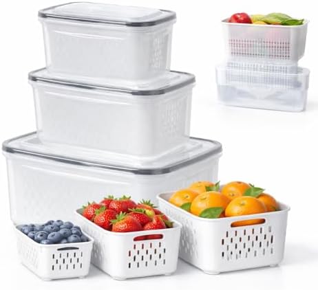 4-in-1 Produce Saver Containers - Fresh Berry Keeper with Removable