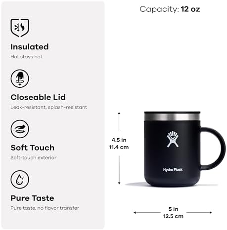 Hydro Flask Coffee Mug – Insulated Stainless Steel, Non Spill, Leak