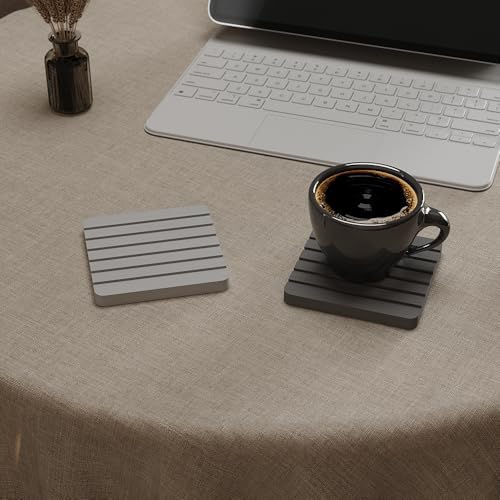 Water Absorbent Diatomite Set of 2 Coaster Coasters Rectangle Grooved