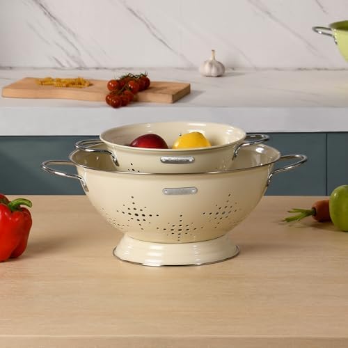 Metal Colander 2 Pack, Strainer Bowel with Handles 2Qt & 6Qt Powder