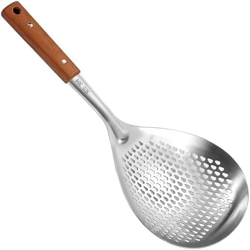 Stainless Steel Mesh Spider Strainer Wooden Handle On Pasta Noodle