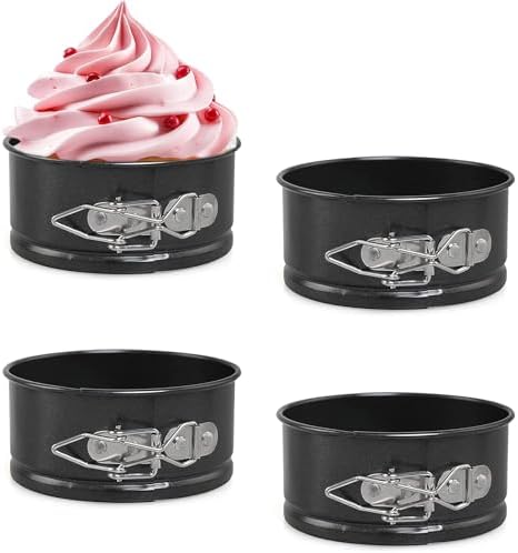 4 Inch Springform Cake Pan Set of 4, Non-Stick Round Mini Cake Tins