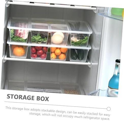 Cabilock Divided Food Storage Box with Lid, PP Refrigerator Bin