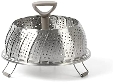 Martha Stewart Richburn 10.6-Inch Telescopic Folding Steamer Insert with Nylon Handle – Mirror Finish, Durable Stainless Steel Vegetable and Food Steamer