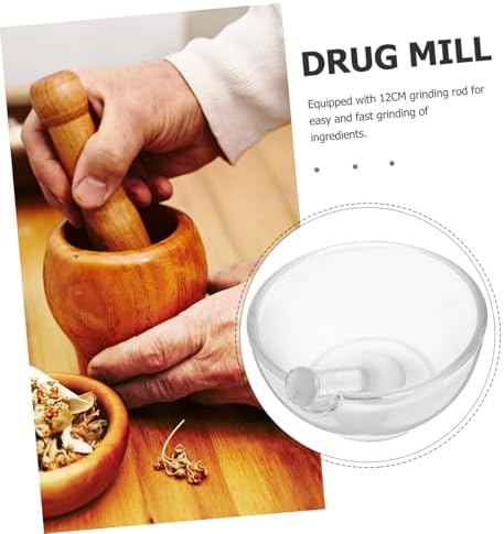Glass Pestle Bowl Set with Pestle, Grinding Mixing