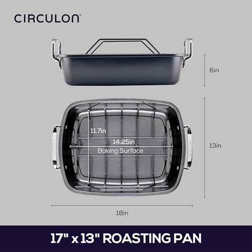 Circulon Ultra-Lasting Nonstick Roasting Pan with Rack, 17 x 13-Inch
