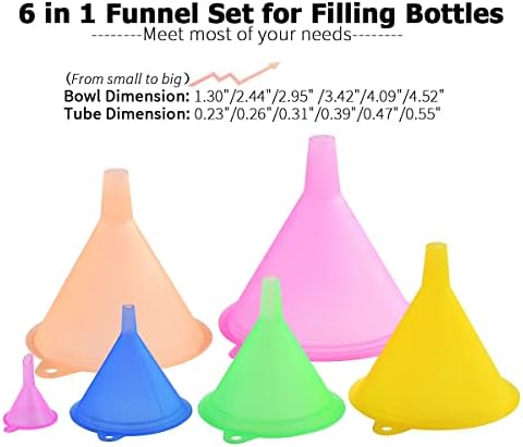 Delove All Purpose Plastic Funnel Set of 6 - Funnels for Kitchen Use