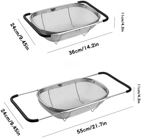 Over The Sink Colander, Stainless Steel Fine Mesh Expandable Colander