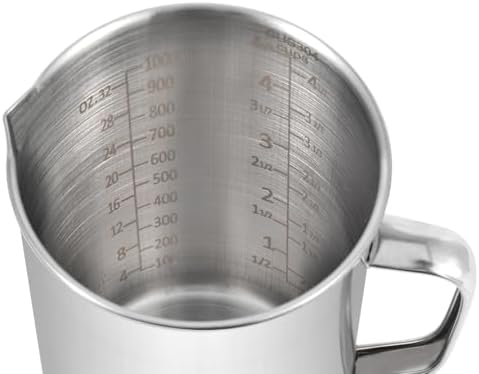 Kichwit Large Stainless Steel Measuring Cup, 34oz / 1000ml / 4 Cups