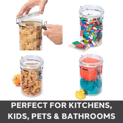 Oggi 4pc Clear Canister Set with Clamp Lids & Spoons - Airtight Food