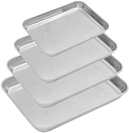 Aspire Stainless Steel Baking Sheet Cookie Pan Tray Set, 4 Sizes