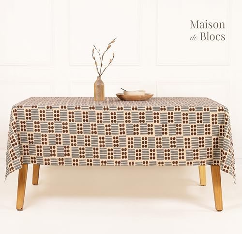100% Cotton Hand Block Printed, Tablecloth for Kitchen, Dining, Table