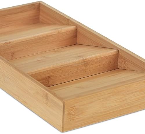 Relaxdays Spice Rack, Drawer, H x W x D: 5 x 20 x 38 cm, 3 Shelves