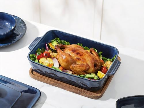 vicrays Ceramic Casserole Dish with Lid, 4.2 Quart Deep Baking Pan