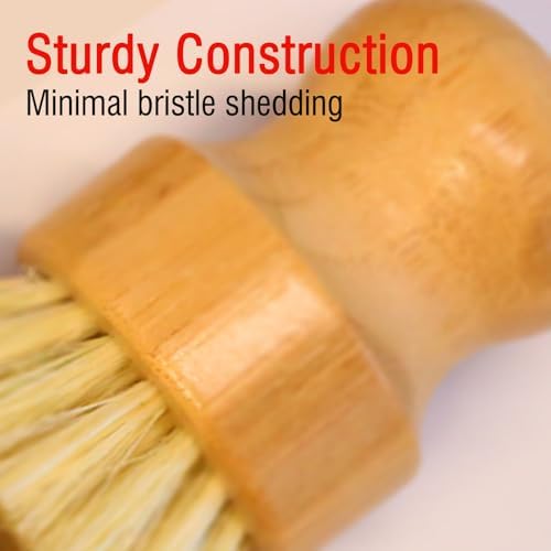 Bamboo Vegetable Brush, Natural Sisal Bristles