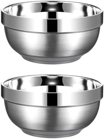 Yalin Set of 2 Heat Insulated Stainless Steel Bowls, SUS 304, Double