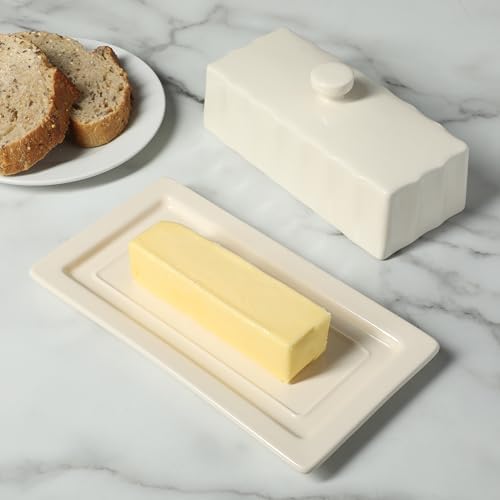 Martha Stewart Broadbrook Stoneware Butter Dish with Lid, Rectangular