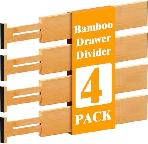 Bamboo Drawer Dividers, 12-21 Inch Kitchen Adjustable Drawer