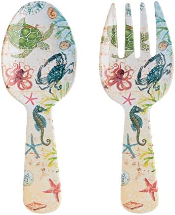 UPware Sea Life Melamine Salad Servers, Serving Utensil Set, Includes