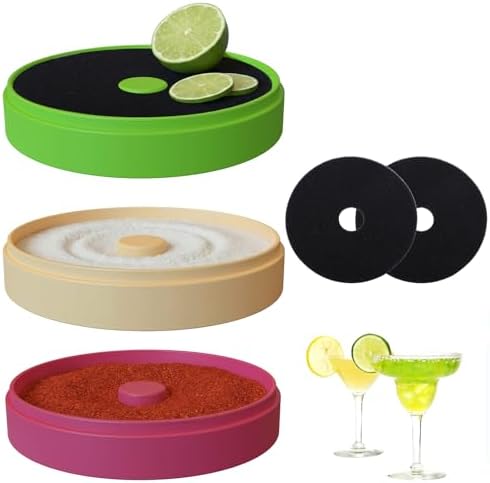 Margarita Salt Rimmer Set, 3-Tier Glass Rimmer Holds Lime Juice Salt