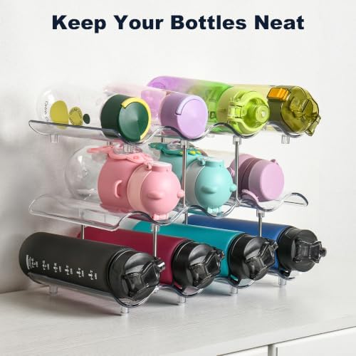 Stackable Water Bottle Organizer, Large Compartment Water Bottle