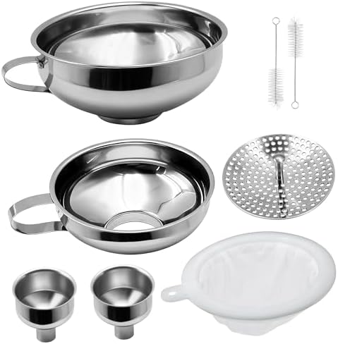 6 Pack Stainless Steel Canning Funnel for Filling Mason Jar with Mesh