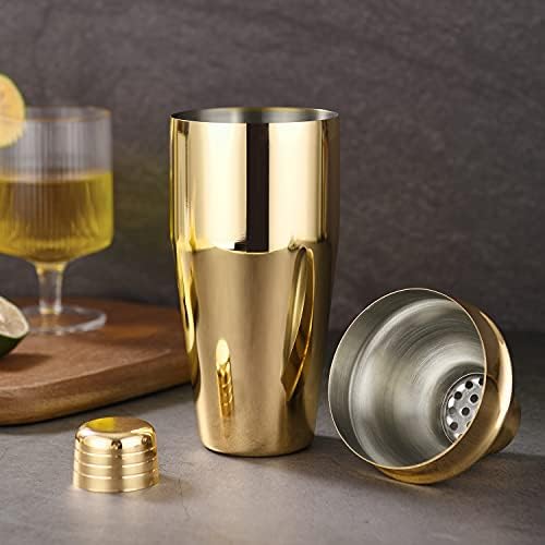 LUCKYGOOBO Cocktail Shaker,24oz Martini Shaker,Drink Shaker Mixer,Gold