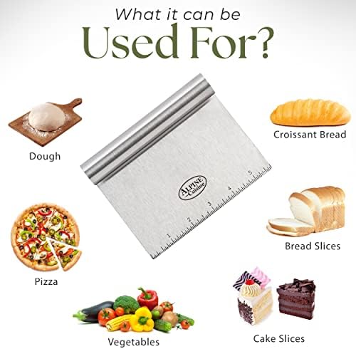 Alpine Cuisine Stainless Steel Dough Scraper with Comfortable Handle