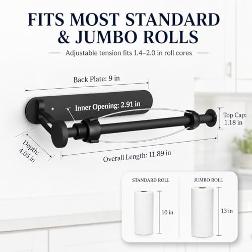 Magnetic Black Paper Towel Holder for Fridge