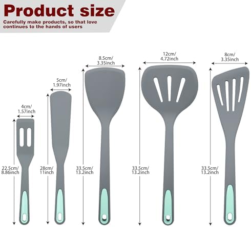To encounter 5 Pieces Light Grey Silicone Spatula Set