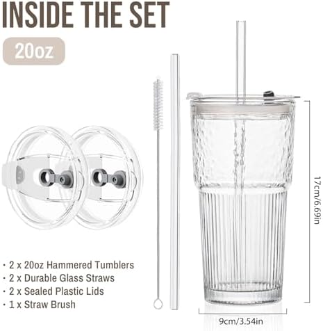 SoulTimes 20oz Wave Ribbed Glass Tumbler with Lid and Straw – Iced