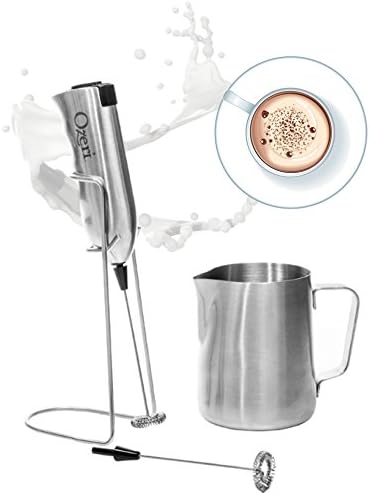 Ozeri Deluxe Milk Frother and 12 oz Frothing Pitcher in Stainless