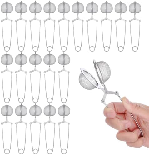 20 Pcs Snap Ball Tea Infuser Strainers, Silver Stainless Steel Fine