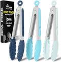 HOTEC Silicone Serving Tongs, 7-Inch, Set of 3