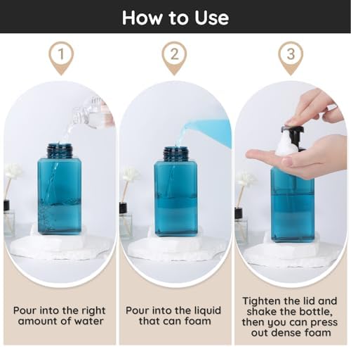 Segbeauty Plastic Square Foam Pump Bottle Refillable 15.2oz, 2pcs