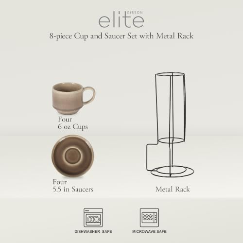Gibson Elite Sunrise Hills 9-Piece Stackable Stoneware Cup and Saucer