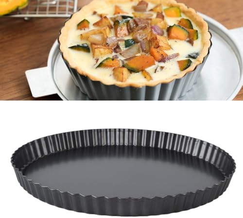 Fluted Tart Pan Set, Carbon Steel Nonstick Quiche Pans with Removable