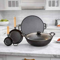 HomeEssentials Pre Seasoned Cast Iron Non Stick Cookware Set, 4pcs