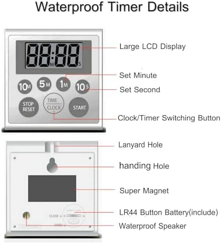 Digital Waterproof Shower Timer with Large LCD Display