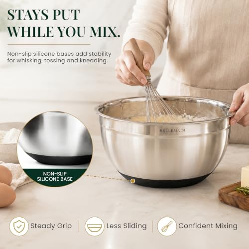 Bellemain Stainless Steel Mixing Bowls with Airtight Lids Set - Set of 3