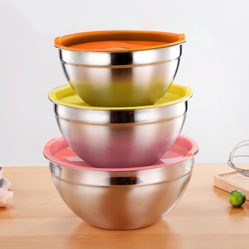 Mixing Bowls with Lids, 5PCS, Stainless Steel