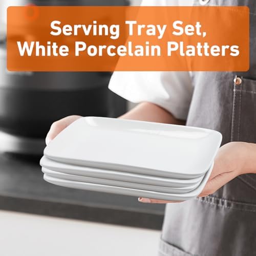 Set Of 6 10 Inch White Rectangular Serving Plates