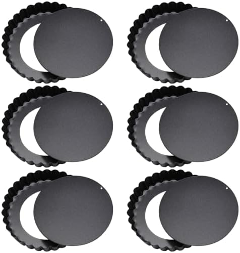6 Pcs Mini Tart Pans with Removable Bottom, 3.9 in Egg Tart Molds Set