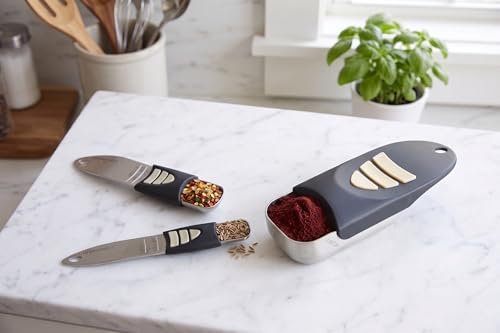 KitchenArt Cook’s Pro Adjust-A-Measure Set, 3-Piece, Satin,Black and