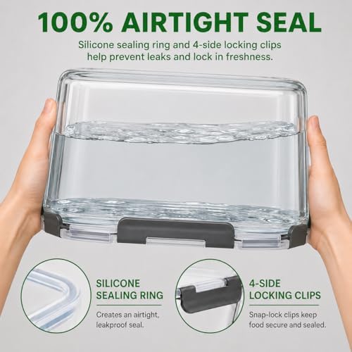 2-Pack 85oz Large Glass Food Storage Containers with Lids